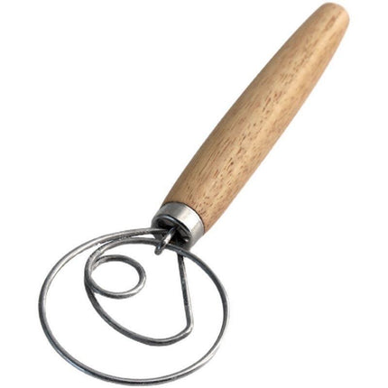 Stainless Steel Oak Handle Coil Dough Beater Double Ring Manual Egg Beater Single Ring Flour Stirrer