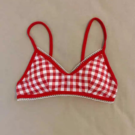 Solid Color French Sexy Solid Color Triangle Cup No Steel Ring Comfortable Bra Thin Shoulder Strap Underwear Front Buckle Bra Trend