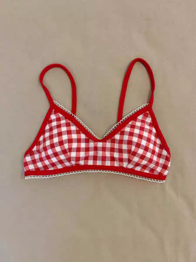 Solid Color French Sexy Solid Color Triangle Cup No Steel Ring Comfortable Bra Thin Shoulder Strap Underwear Front Buckle Bra Trend