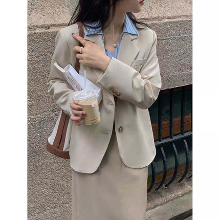 [15,400 People Collection] Small Suit Jacket Women Korean Loose 2025 Spring and Autumn British Style Gray Small Suit