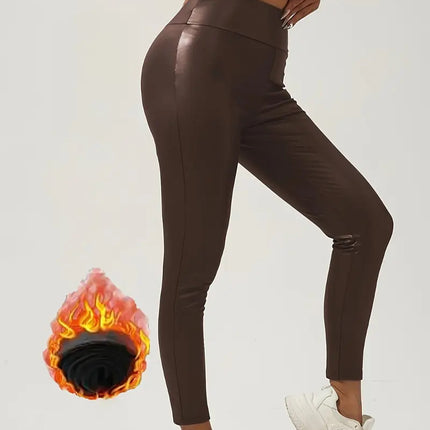 European and American Cross-Border Hot Selling New Pu Leather Pants Classic Black Women's High Waist Hip Lifting Sexy Stretch Slim Leggings