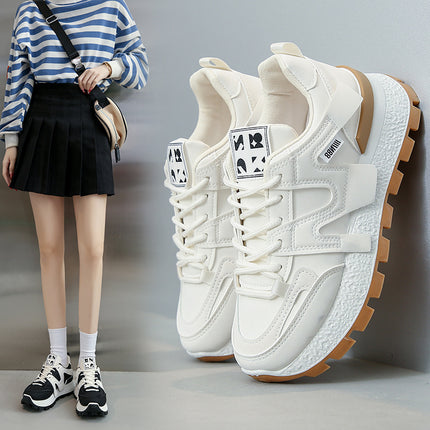 Korean style new argan shoes women's 2024 spring student sports running shoes casual platform daddy shoes women