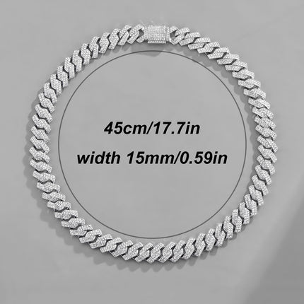Foreign trade explosive hip-hop jewelry full diamond Cuban chain men's vacuum plating does not fade rap accessories factory outlet