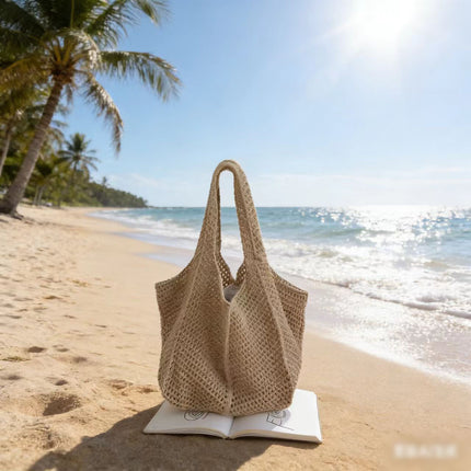 Large-Capacity Bag for Women 2025 New Versatile One-Shoulder Seaside Vacation Beach Bag Woven Straw Commuter Tote Bag