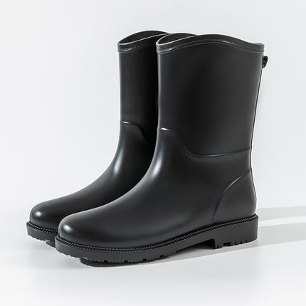Rain boots Women's fashionable rain boots water shoes solid color rubber shoes spring and autumn high mid-calf lightweight waterproof ladies shoes non-slip rubber shoes