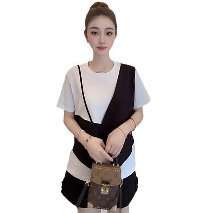 2026-Summer Matching Set of Age-Reducing Casual and Fashionable Vest, T-Shirt, Top, Shorts, Two-Piece Suit for Women