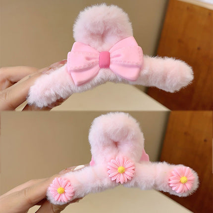 Autumn and Winter plush hairpin female clip headdress furry shark clip cute high-grade sense back head clip high-end hairpin