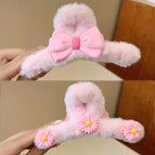 AB pink flower bow pink Gripper (B2938)