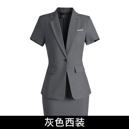 [Autumn Wear] Professional suit Female Temperament Workwear Goddess Fan Hotel Manager Short-sleeved Suit Summer Work Clothes