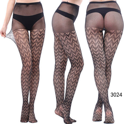Factory In-Stock European and American Style Pantyhose, Summer Fishnet Stockings, Fashionable Girls' Sexy Patterned Jacquard Lace Hollow-Out Retro
