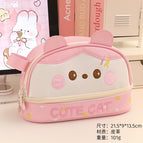 Pink-blush panda pu pencil case