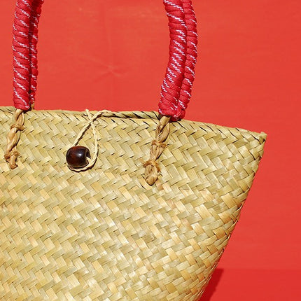 Cross-Border Summer New Fashion Straw Woven Handbag Large Capacity Bucket Bag 2025 Versatile Beach Straw Bag