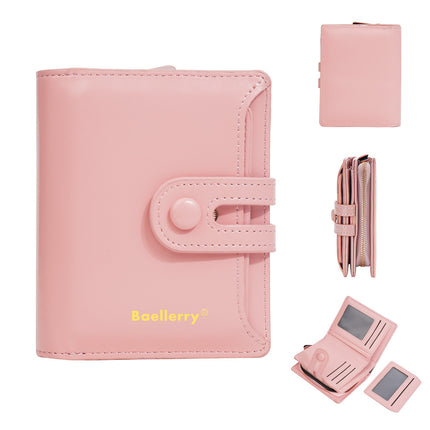 Baellerry New K-Style Cross-Border Oil Wax Leather Multi-Card Slot Buckle Wallet Zipper Women's Short Coin Purse