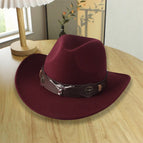 [warped western cowboy big and small bull head] burgundy / Adjustable