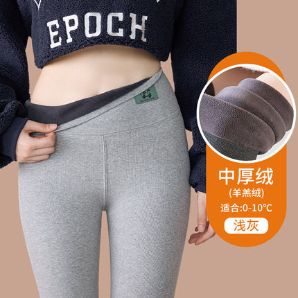 Cotton Lambswool Leggings for Women 2025 Winter New High-Waisted Warm Fleece-Lined Thickeneded Outer and Inner Wear Large Size Autumn Pants
