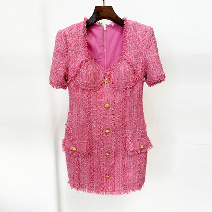 In Stock 2026 Autumn and Winter New European and American Fashion French Style Elegant Fringed Slim-Fit Tweed Blazer Jacket