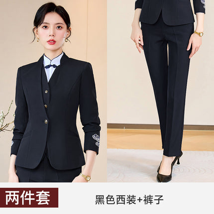 Blue Ladies Professional Suit Vest suit Hotel Front Desk KTV Reception Chinese Restaurant Waiter Work Clothes