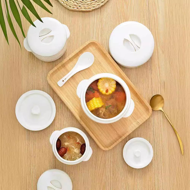 Water-proof Stew Pot Chunky Stew Pot Ceramic Steamed Egg Stew Pot with Lid Double Lid Soup Pot Household Bird's Nest Size Inner Pot Steaming Pot
