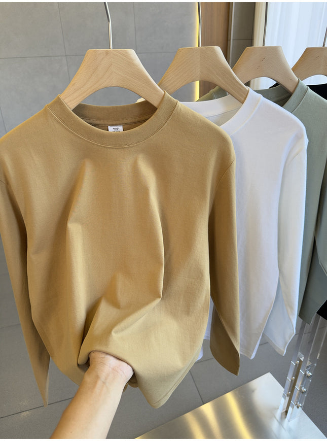 Cylinder Seamless Three-Dimensional Cutting Small Neck All-Match Round Neck Solid Color Long Sleeve Men's and Women's Inner Base Shirt Top New