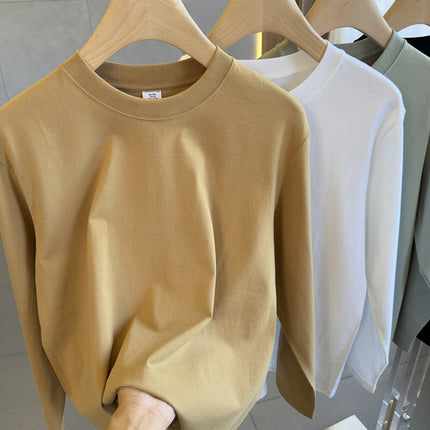 Cylinder Seamless Three-Dimensional Cutting Small Neck All-Match Round Neck Solid Color Long Sleeve Men's and Women's Inner Base Shirt Top New