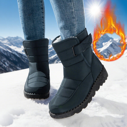 Snow Boots for Women Cross-Border Large Size 45 Winter New Velvet Warm Cotton Boots Mid-Length Boots Snow Boots Pu Anti-Slip Sole