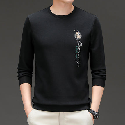 Mingdi Mouse Men's Autumn New Pure Cotton Long Sleeve T-Shirt Top Fashionable Round Neck Bottoming Shirt Men's Sweatshirt