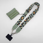 Matcha green leopard print shoulder strap silver hook + coin purse + spacer