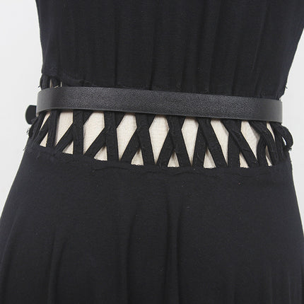 2022 summer New Belt Women's decorative all-match PU leather black belt women's leather