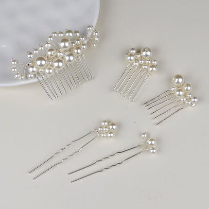 Spot Retro Baroque Large Pearl Hair Fork Bridal Hair Comb Hair Insert European Design Wedding Headdress Hair Accessories Set