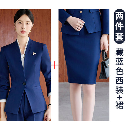 High-End Spring & Fall Hotel Front Desk Professional Wear Long-Sleeved Sales Department Reception 4S Store Sales Consultant Fashion Suit Suit