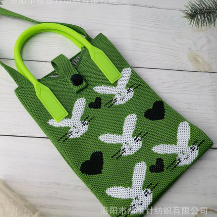 Girl's Heart-Shaped Knitted Crossbody Bag