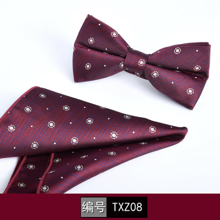 Bow tie square men's two-piece wine red series new spot business executive professional style groom wedding