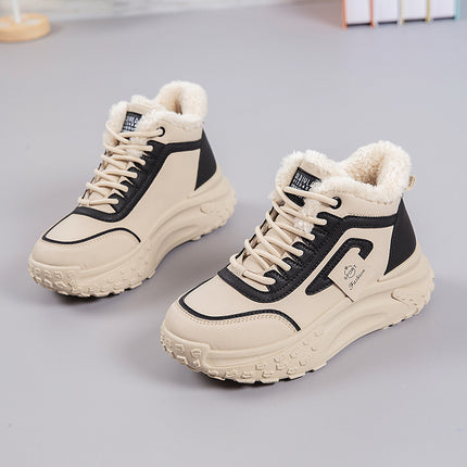 2025 New Winter Velvet Warm Cotton Shoes, Wear-Resistant and Heightening Casual Shoes, Thick-Soled Non-Slip Women's High-Top Dad Shoes