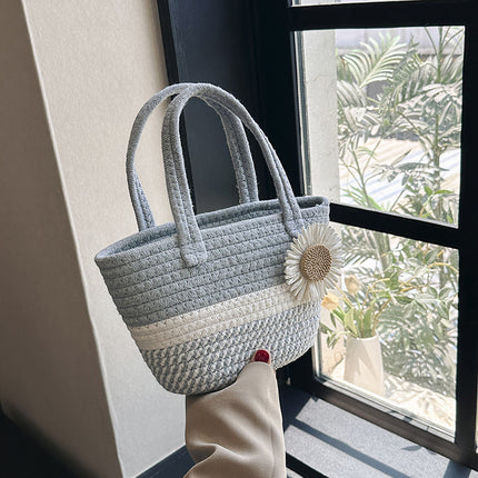 Handmade Woven Bag Women's Fashionable New Ethnic Style Straw Woven Bag Mori Style Beach Seaside Large Capacity Vegetable Basket Bag