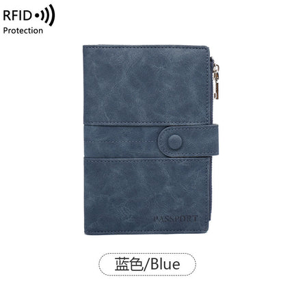 Cross-Border Skin-Feel Anti-Theft Rfid Passport Holder Zipper Buckle Passport Cover Document Holder Multi-Functional Travel Passport Bag