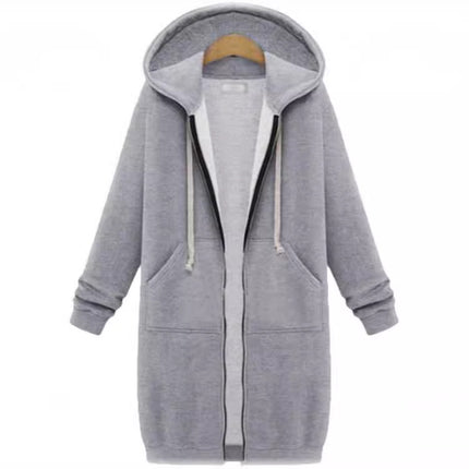 AliExpress Ebay Amazon Autumn and Winter Women's European and American Hooded Long Sleeve Long Sweater Fleece Zipper Coat Women