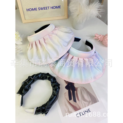 Anti-ultraviolet Sunscreen Hat Women's Summer Hair Band Sunshade Hat Face-covering Sports Black Glue Sun Hat Shell Hat Empty Top