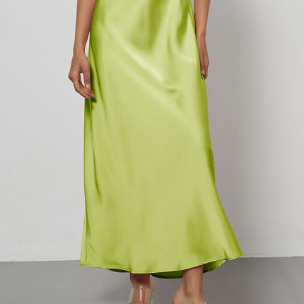 In-Stock Cross-Border Women's Clothing Wholesale European and American Style Elegant Satin Midi Skirt Slimming and Flowy