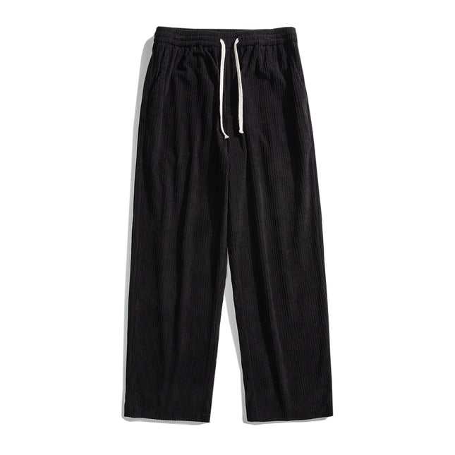 Vintage Corduroy Casual Pants Men's Ins Trendy Brand Teenager Drawstring Loose Wide-leg Pants Straight-leg Smart Pants