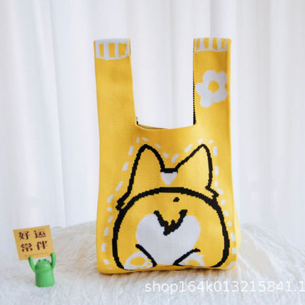 Knitted Bag Souvenir Gift Bag Kindergarten Kidsren Baby Full Moon Birthday Gift Cartoon Gift Bag Gift