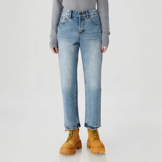 American High Street Retro Ice Blue Slim-Fit Wide-Leg Pants 2026 New High-Waisted Versatile Non-Stretch Straight-Leg Jeans for Women