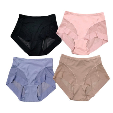 Foreign Trade Thin Mid-Waist Women's Briefs with Waist-Cinching and Hip-Lifting Features, Breathable Mesh and Pure Cotton Crotch, Seamless Body-Shaping and Hip-Lifting Panties for Women