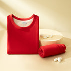 Female-big red-round neck-hemming / M