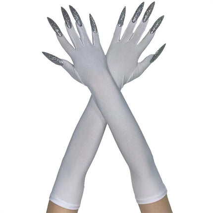 48cm European and American Fashion Halloween Gloves Long Nails Ghost Claw Gloves Long Performance Props Costume Black Red Claw