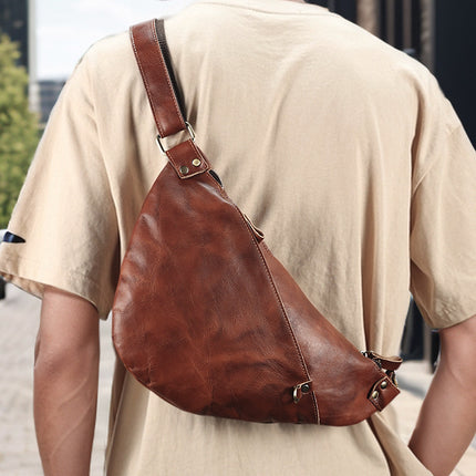 Cross-border Top-layer Cowhide High-end Men's Crossbody Backpack Casual Bags Men's Large Capacity Genuine Leather Chest Bag