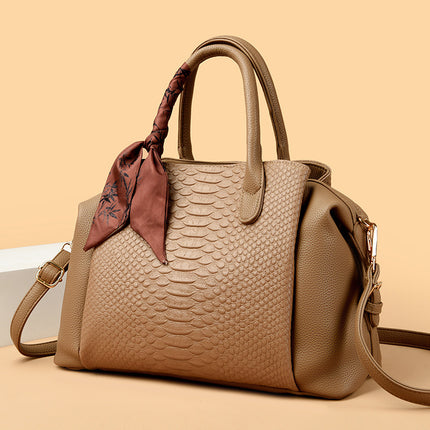 New Cross-Border Handbag Women's Bag Crossbody Large Bag Large Capacity Fashion Retro Versatile Crocodile Pattern Boston Pillow Bag