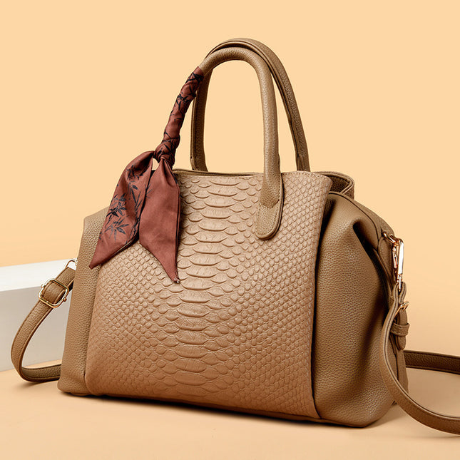 New Cross-Border Handbag Women's Bag Crossbody Large Bag Large Capacity Fashion Retro Versatile Crocodile Pattern Boston Pillow Bag