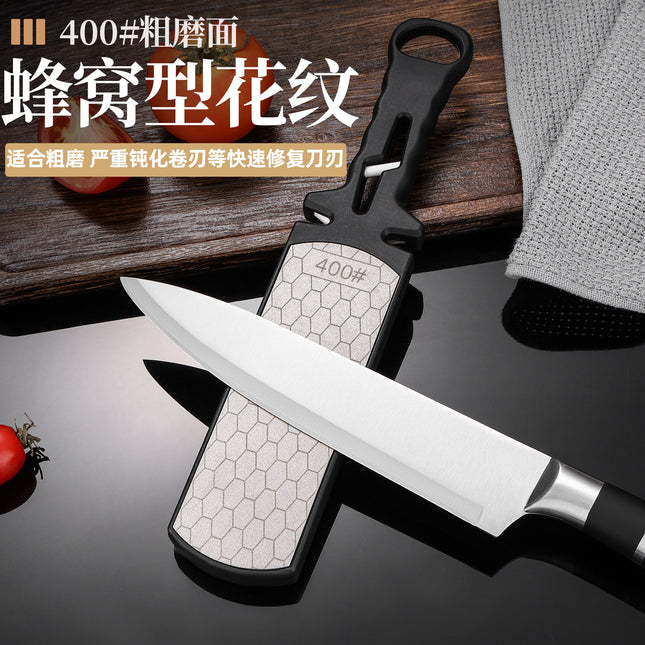 Factory direct supply emery sharpening artifact household kitchen knife sharpening stone 400 mesh double-sided multi-function sharpener