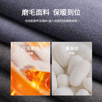 Thickened Fleece-Lined Thermal Pants with Double-Sided Brushed Fabric, High Elasticity, Slim Fit, Mulberry Silk Patch, Thermal Pants, Thickened Version