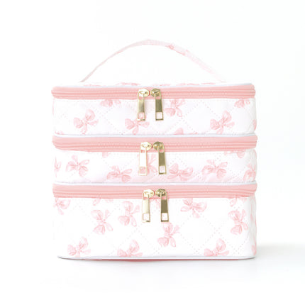 Feihong Cross-Border Three-Layer Cosmetic Bag Large Capacity High-Value Portable Toiletry Bag Portable Travel Makeup Storage Bag
